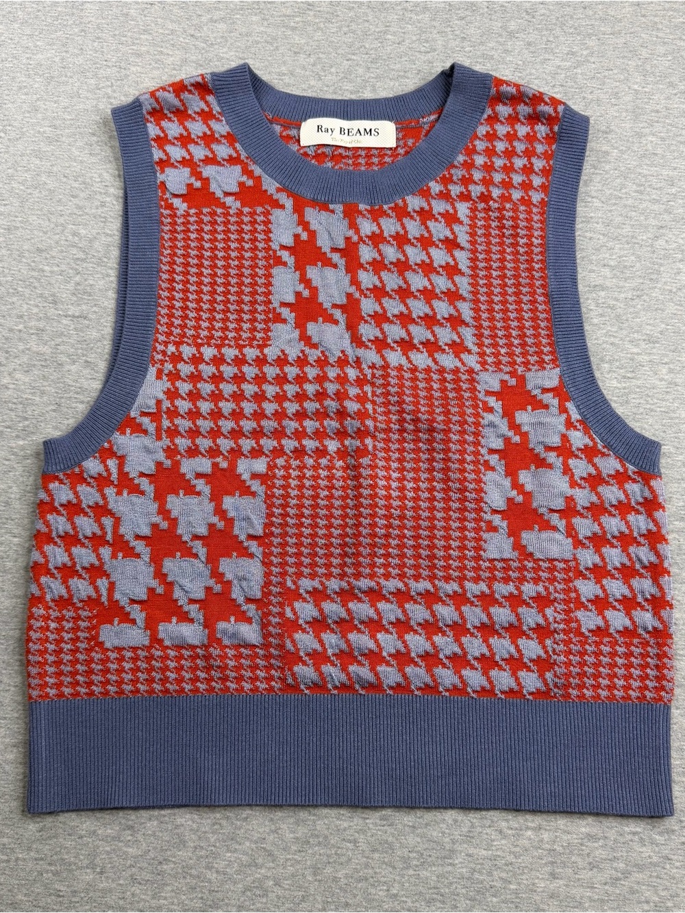 Ray BEAMS Tokyo fashion Patchwork Sweater Vest Women Small Preppy Academic Chic - Picture 9 of 9